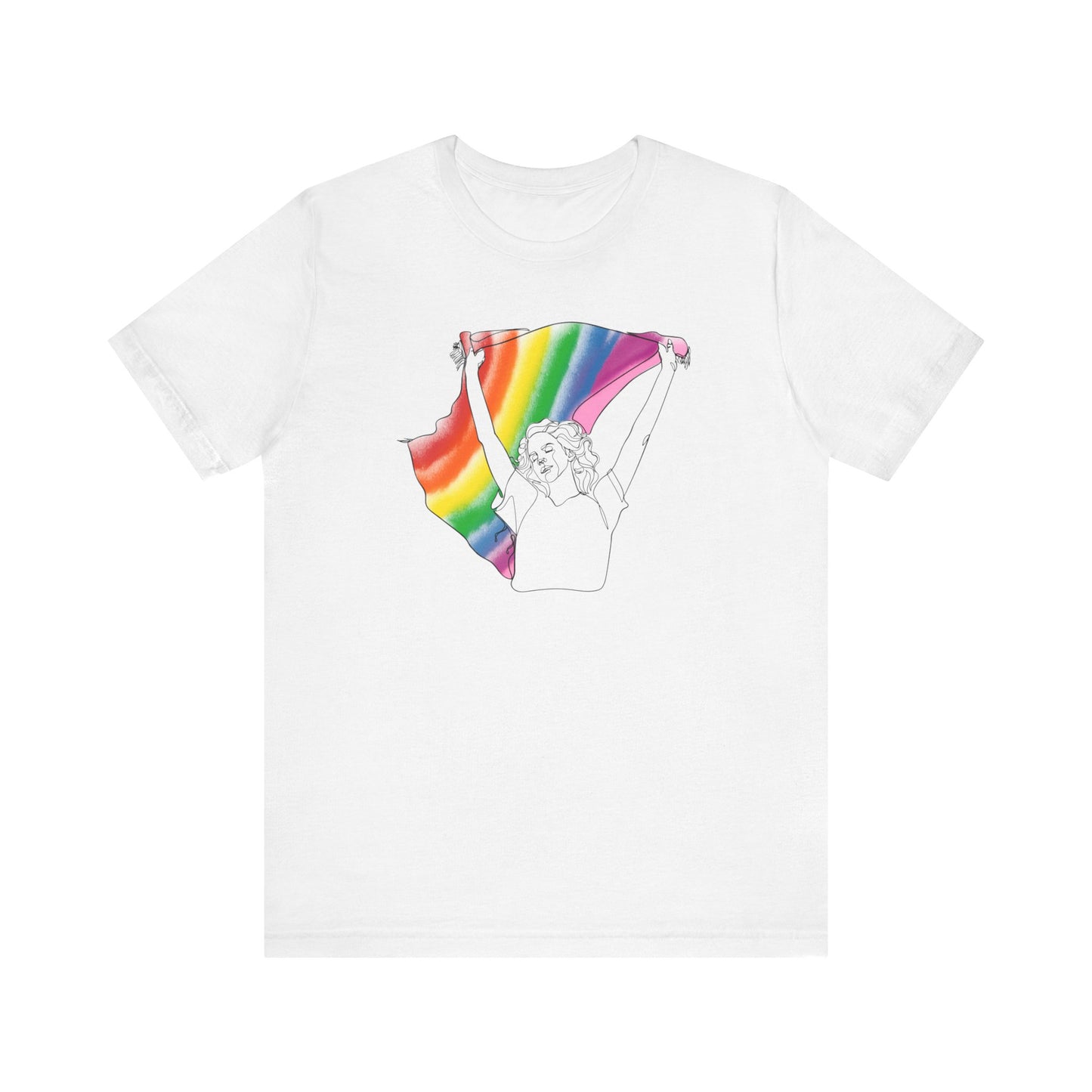 Pride Ride Flag Line Art Unisex Jersey Short Sleeve Tee