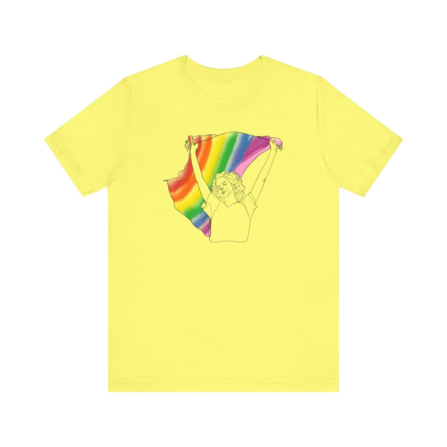 Pride Ride Flag Line Art Unisex Jersey Short Sleeve Tee