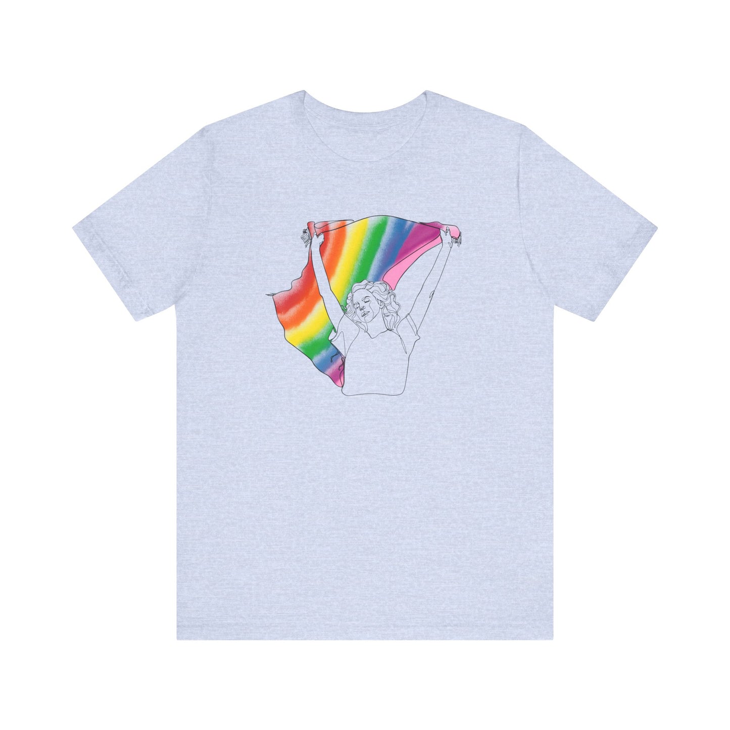 Pride Ride Flag Line Art Unisex Jersey Short Sleeve Tee