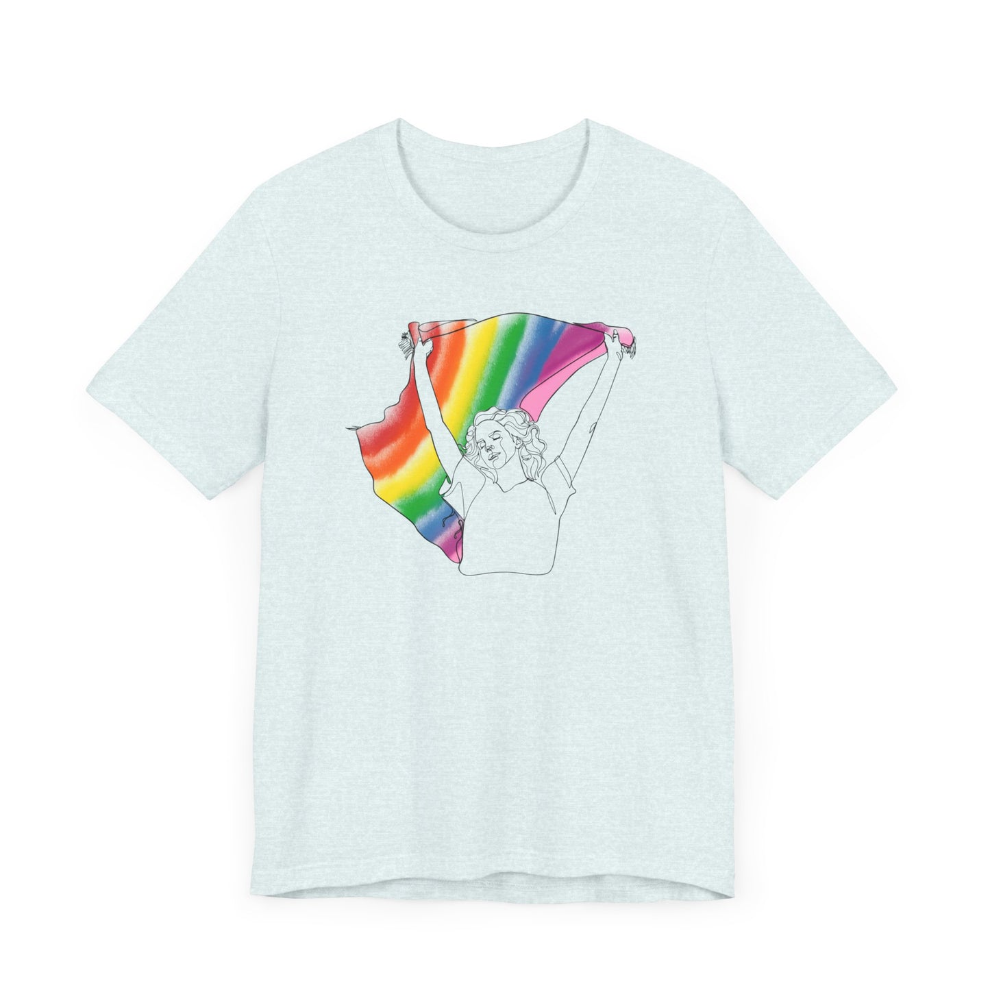 Pride Ride Flag Line Art Unisex Jersey Short Sleeve Tee