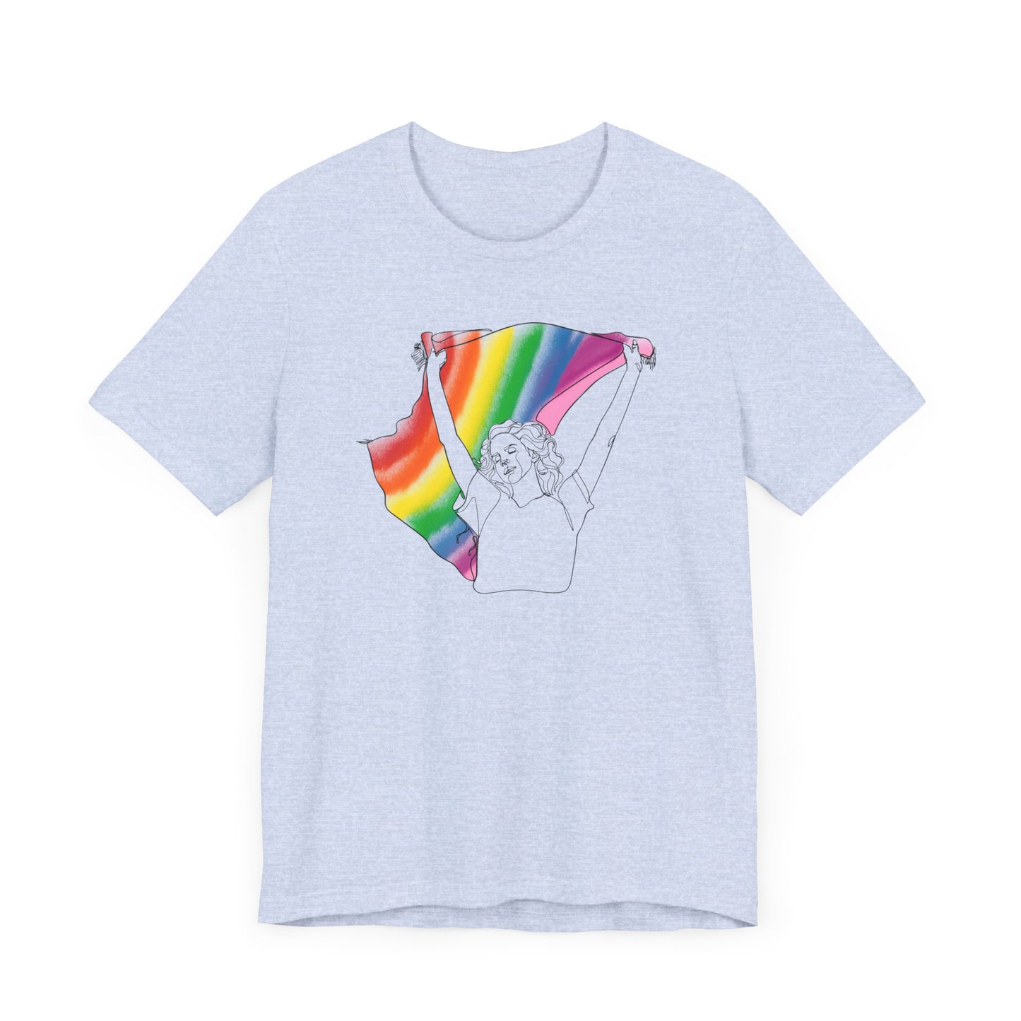 Pride Ride Flag Line Art Unisex Jersey Short Sleeve Tee