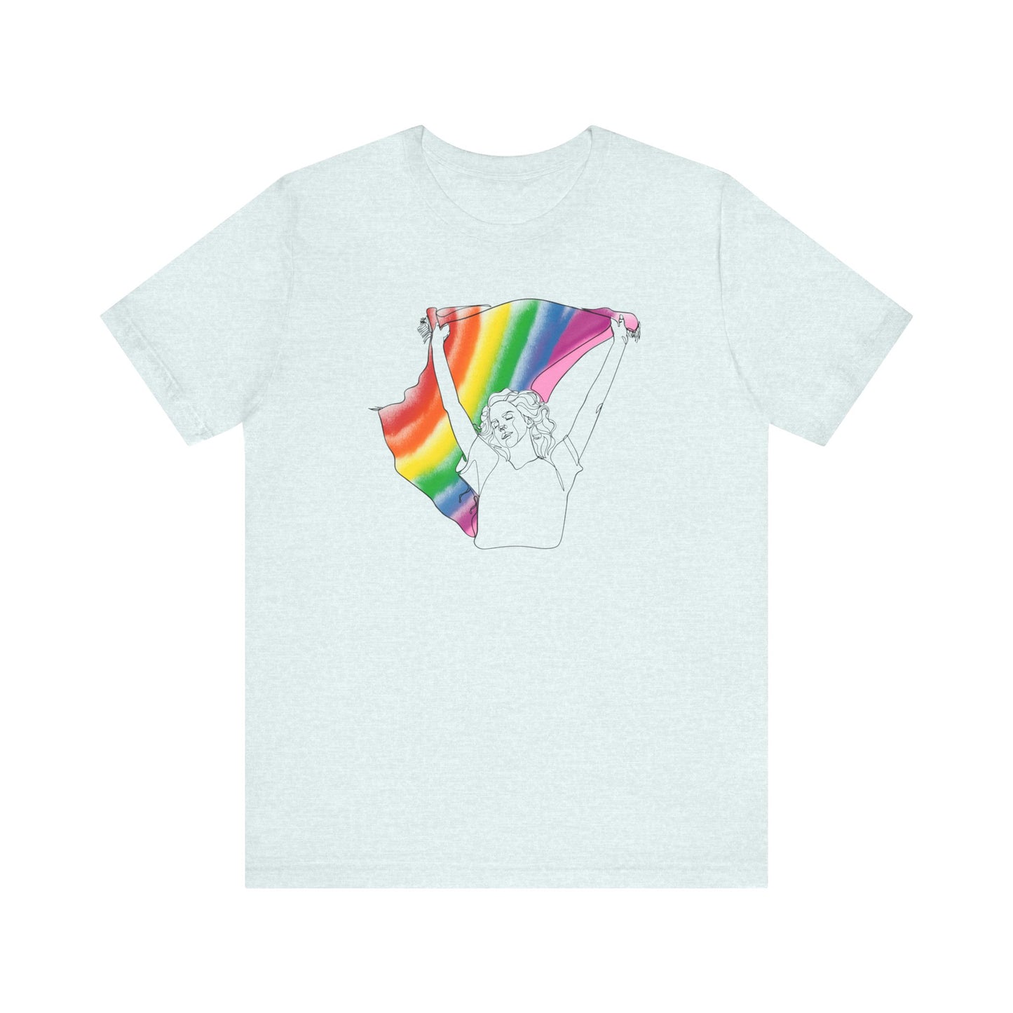 Pride Ride Flag Line Art Unisex Jersey Short Sleeve Tee