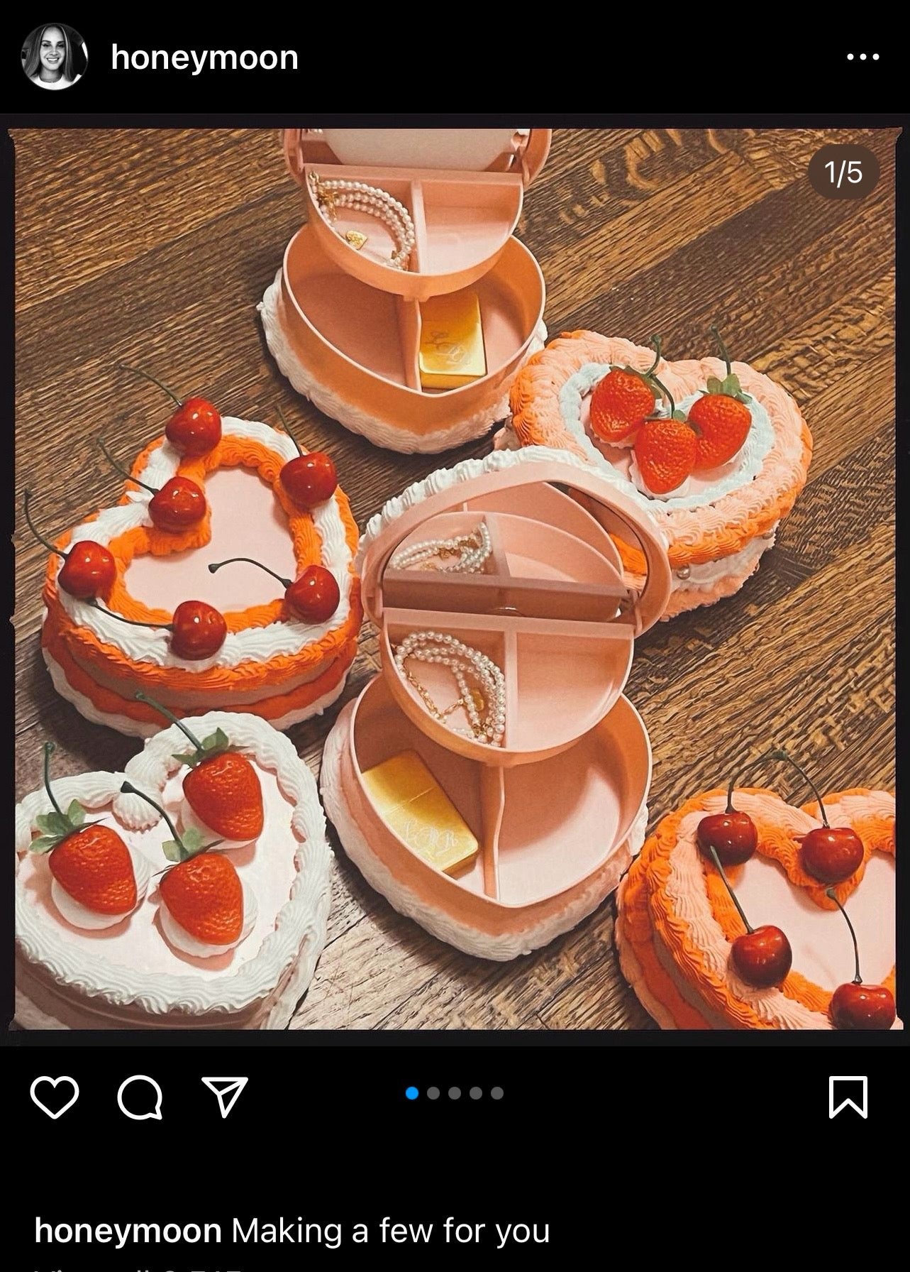 LDR Inspired Heart Shaped Cake Jewelry Box