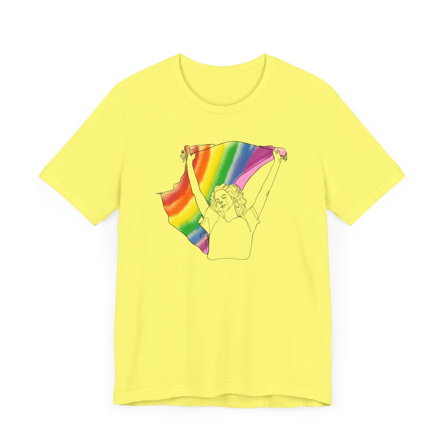 Pride Ride Flag Line Art Unisex Jersey Short Sleeve Tee