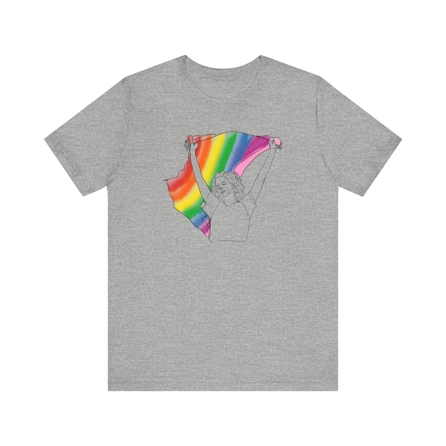 Pride Ride Flag Line Art Unisex Jersey Short Sleeve Tee