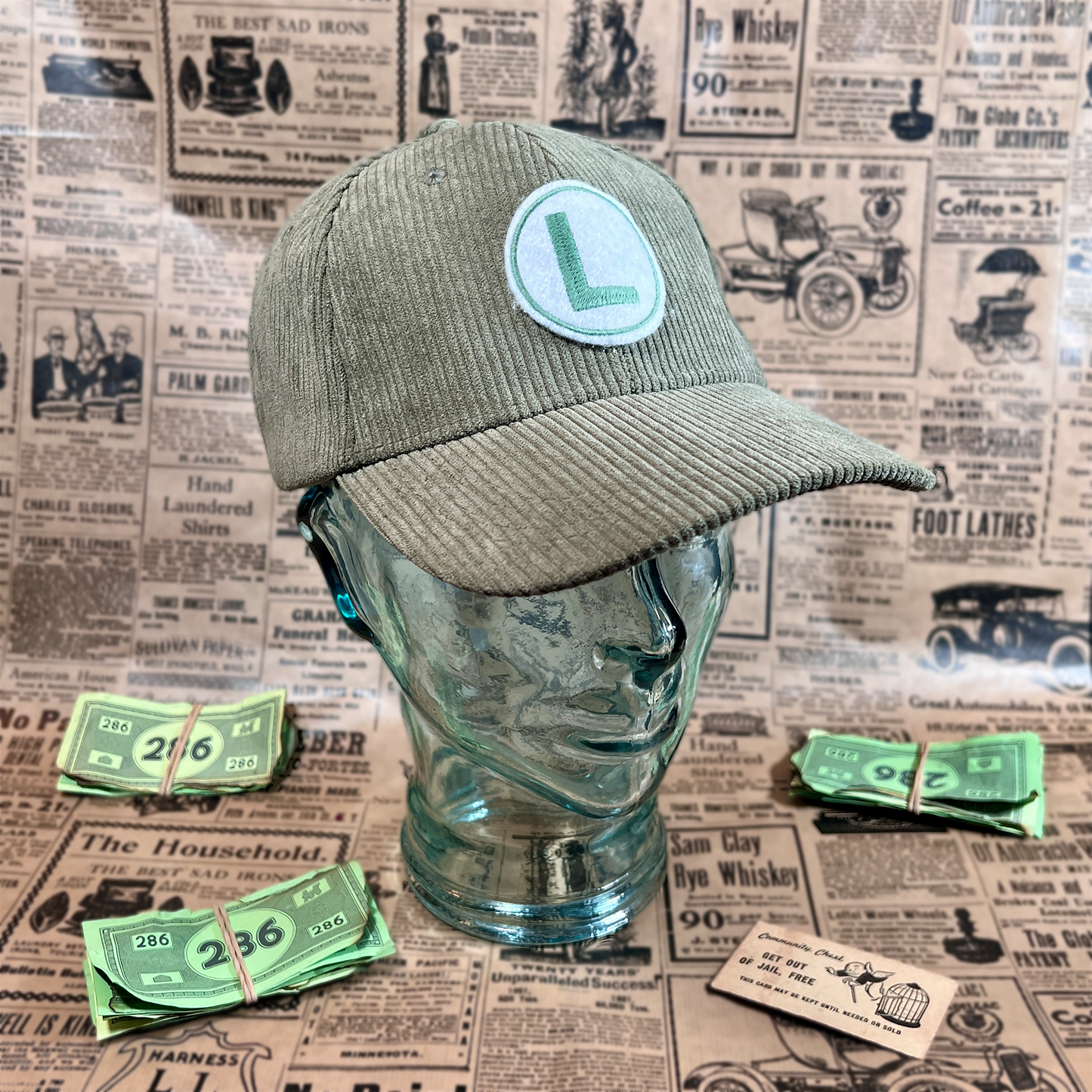 Luigi Olive Green Corduroy Hat