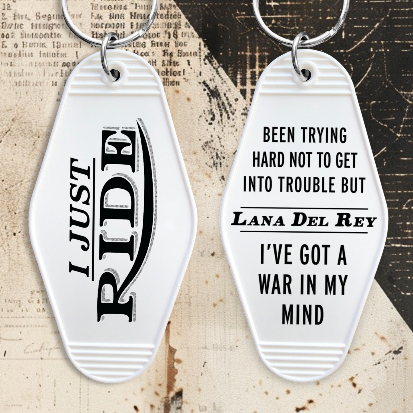 Ride Motel Keychain - White