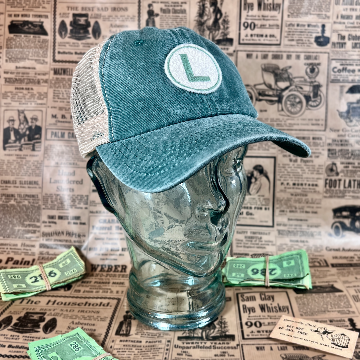 Luigi Distressed Green Trucker Hat