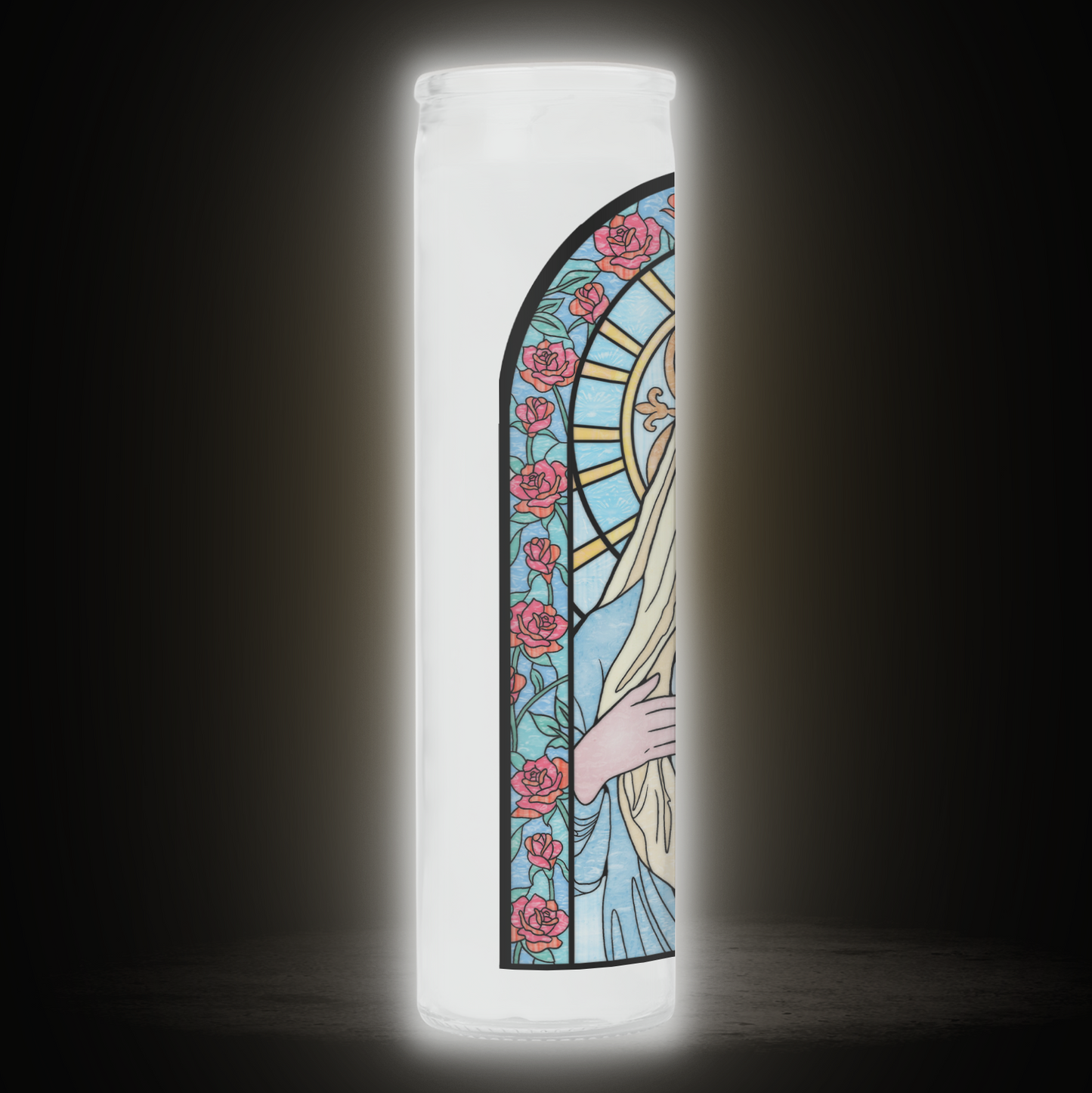 LDR Stained Glass Style Prayer Candle