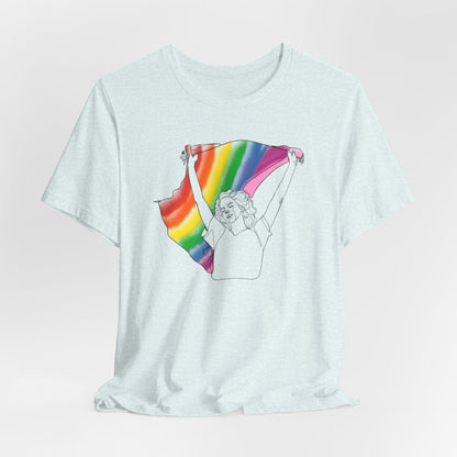 Pride Ride Flag Line Art Unisex Jersey Short Sleeve Tee