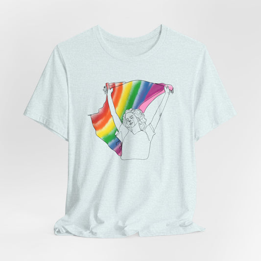 Pride Ride Flag Line Art Unisex Jersey Short Sleeve Tee