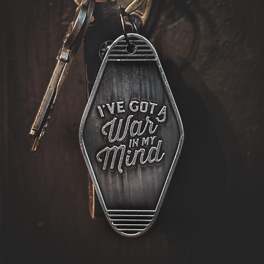 I’ve Got a War in my Mind Vintage Style LDR Inspired Metal Motel Keychain