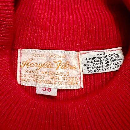Vintage 1950s Cherry Red LDR Monogram Replica Lana Sweater