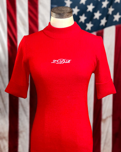 Vintage 1950s Cherry Red LDR Monogram Replica Lana Sweater