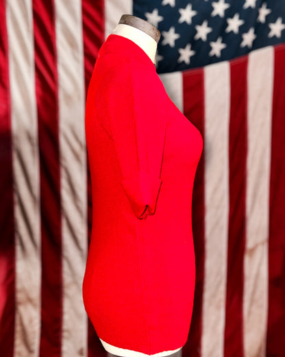 Vintage 1950s Cherry Red LDR Monogram Replica Lana Sweater