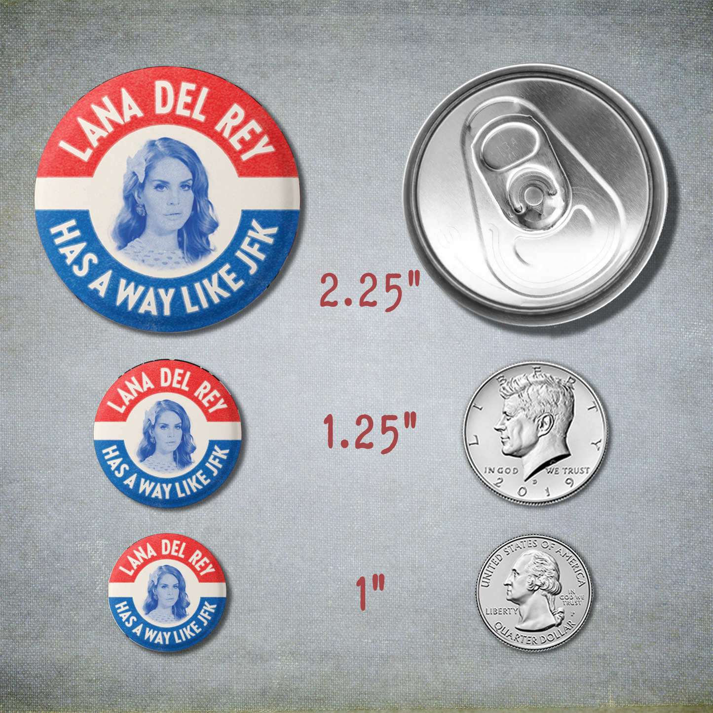 Lana Del Rey JFK Inspired Election Pin Button