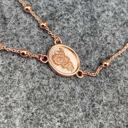 Copper/ Rose Gold Locket Rosary Replica LDR Necklace