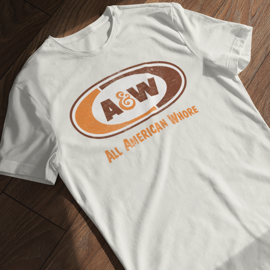 All American Whore A&W Parody LDR Distressed Unisex t-shirt