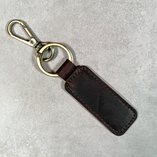 Tailor-Made Dark Leather Keychain