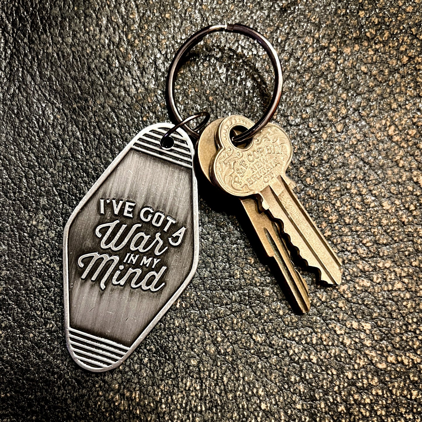 I’ve Got a War in my Mind Vintage Style LDR Inspired Metal Motel Keychain