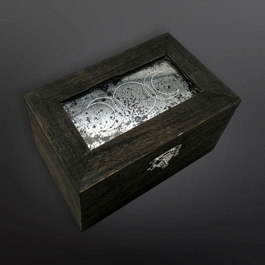 Mercury Glass Moon Tarot Storage Box