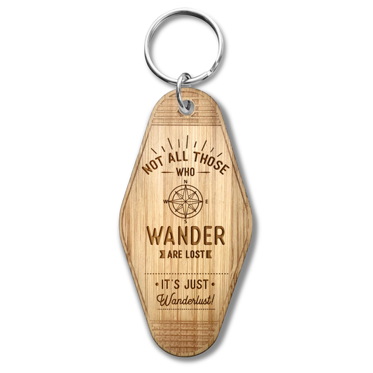 Wanderlust Wooden Engraved LDR Lyrical Motel Keychain