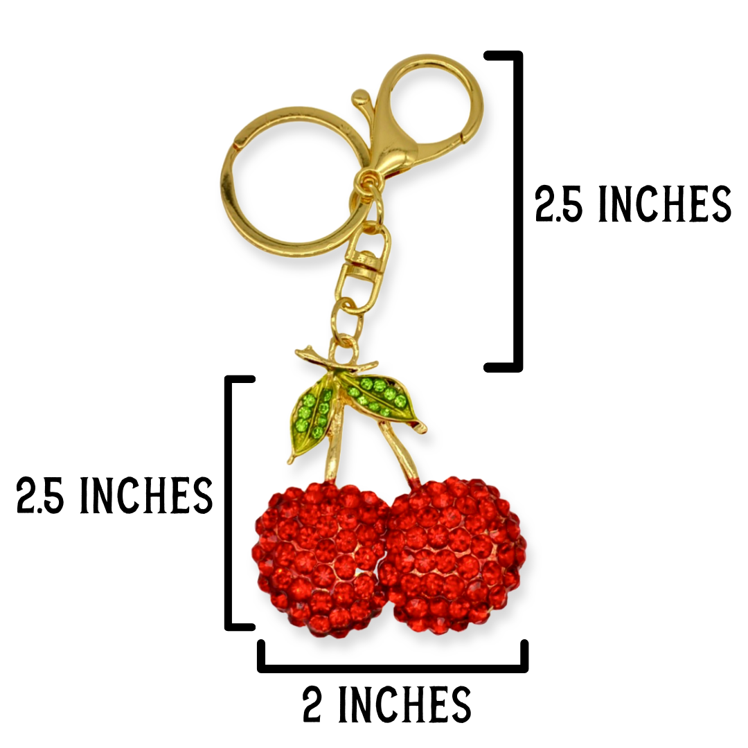 Rhinestone Cherry Keychain Charm