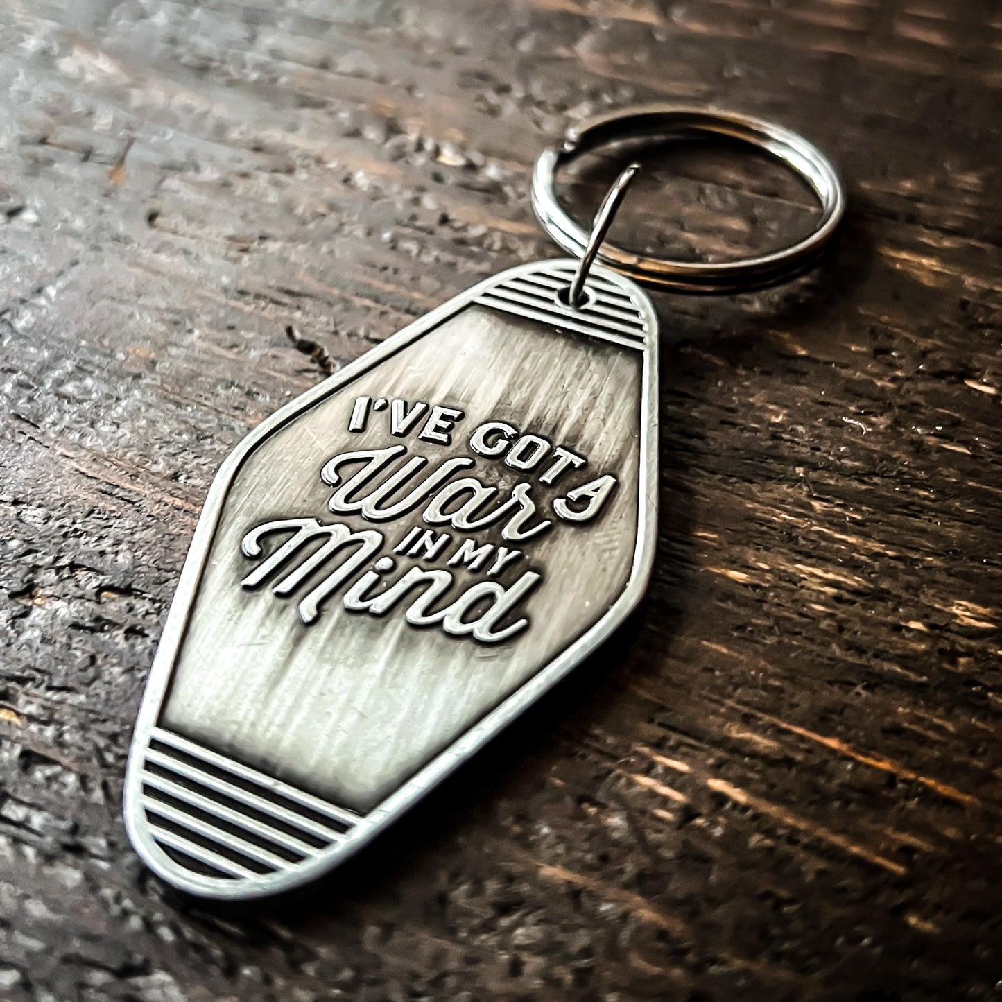 I’ve Got a War in my Mind Vintage Style LDR Inspired Metal Motel Keychain