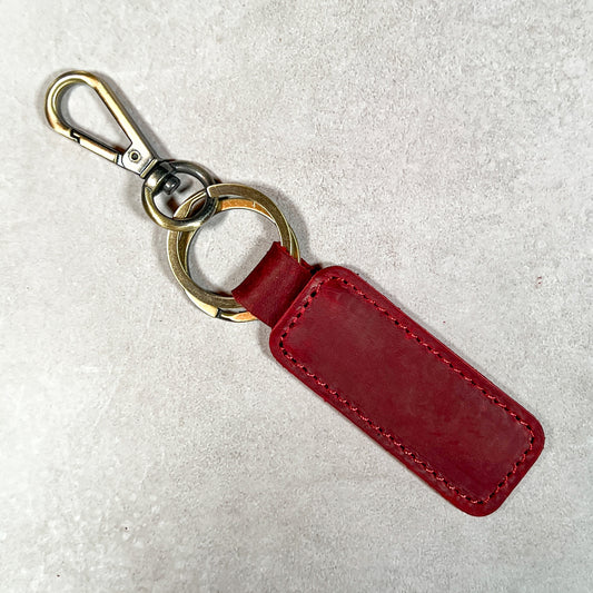 Tailor-Made Maroon Leather Keychain