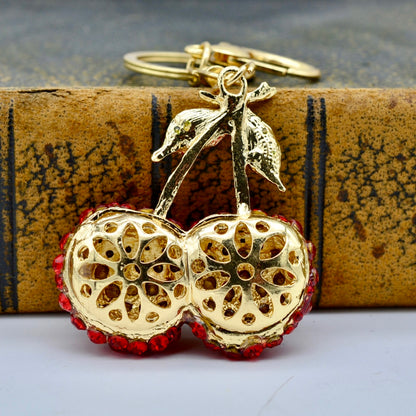 Rhinestone Cherry Keychain Charm