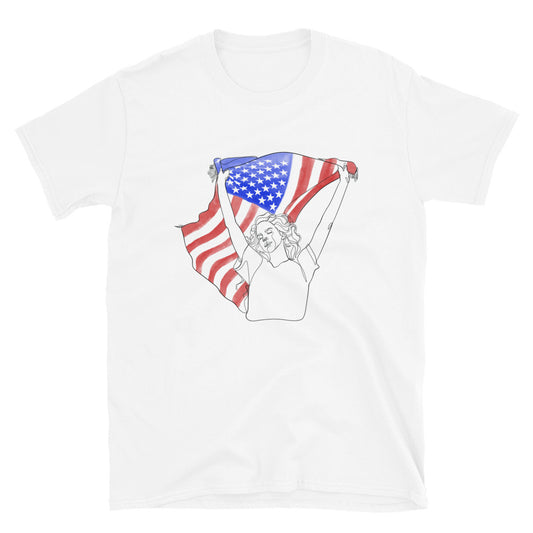 LDR Ride Line Art American Flag Design-Sleeve Unisex T-Shirt